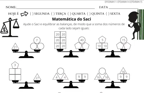 atividade folclore Igualdade de valores